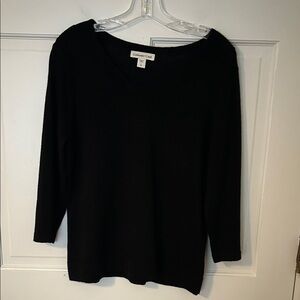Coldwater Creek black wool blend sweater 3/4 sleeves